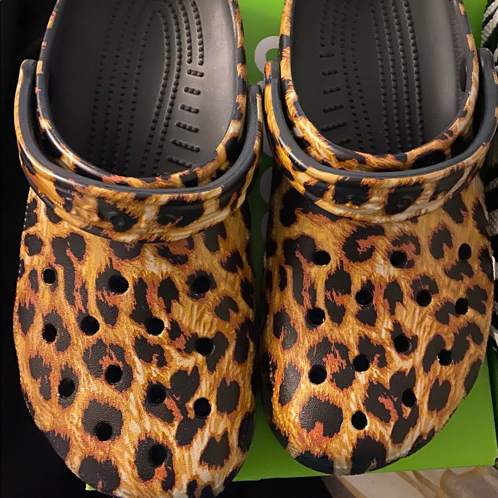 Animal print crocs
